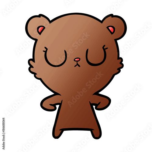 peaceful cartoon bear cub