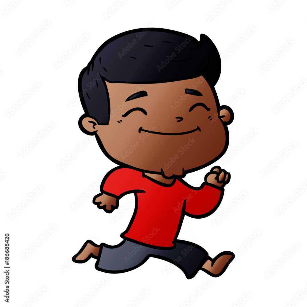 happy cartoon man running