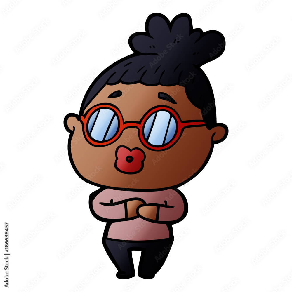 Obraz premium cartoon woman wearing spectacles