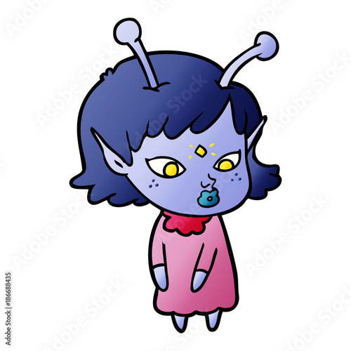 pretty cartoon alien girl