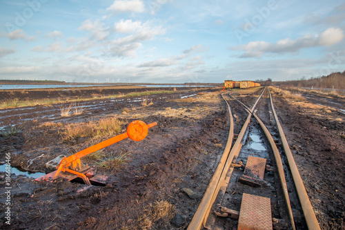 Weiche und Weichenhebel einer Moorbahn photo