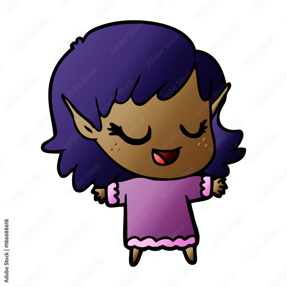 happy cartoon elf girl happy cartoon elf girl