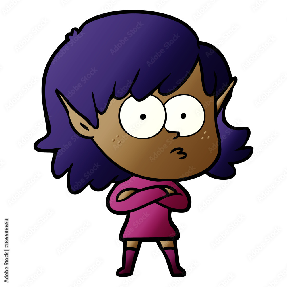 cartoon elf girl staring cartoon elf girl staring