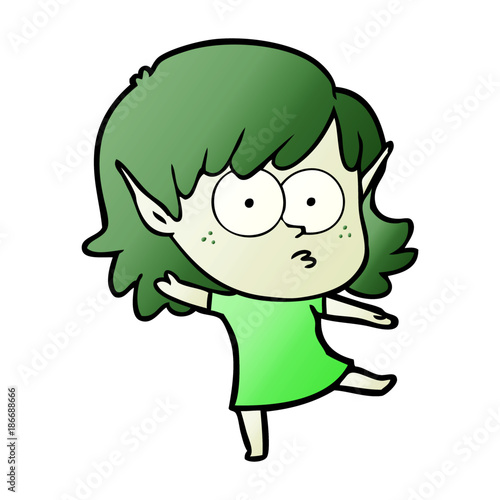 cartoon elf girl dancing