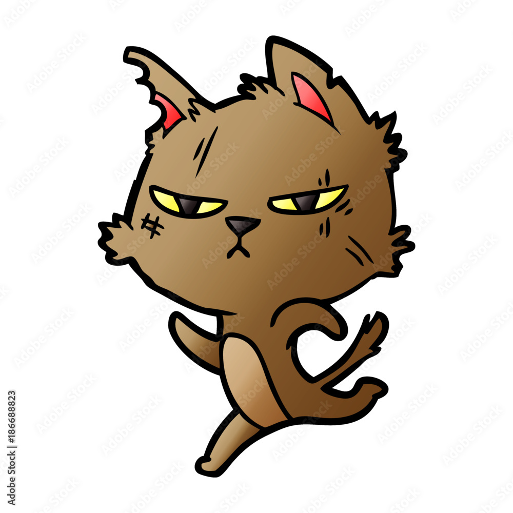 tough cartoon cat running tough cartoon cat running