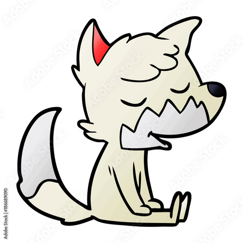 friendly cartoon sitting fox