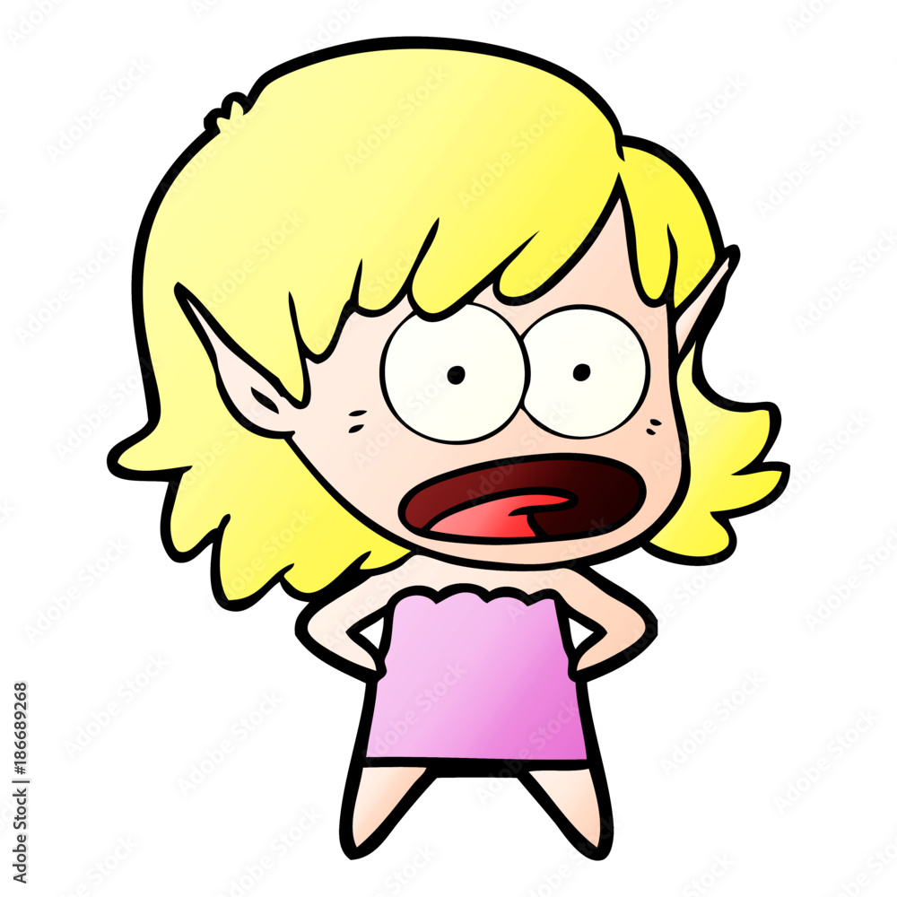 cartoon shocked elf girl cartoon shocked elf girl