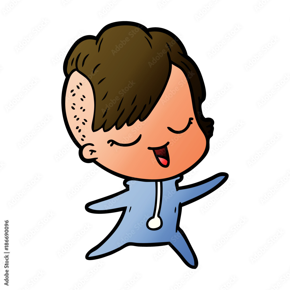 happy cartoon girl in onesie happy cartoon girl in onesie
