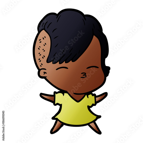 cartoon squinting girl