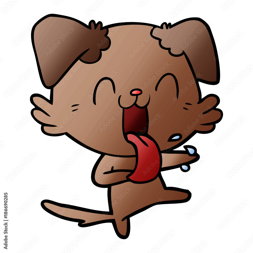 Obraz premium cartoon panting dog