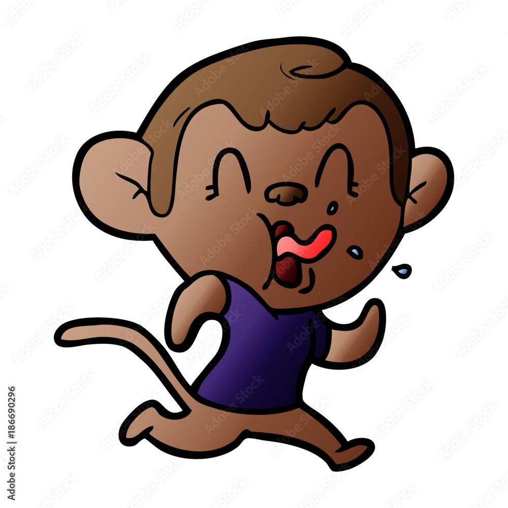 crazy cartoon monkey running crazy cartoon monkey running