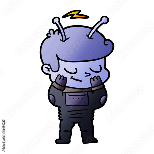 bashful cartoon spaceman