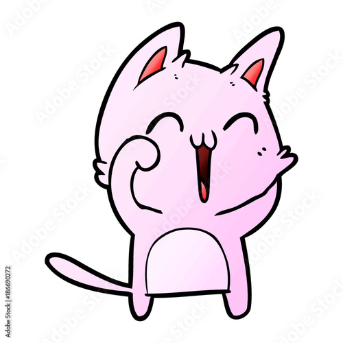happy cartoon cat meowing