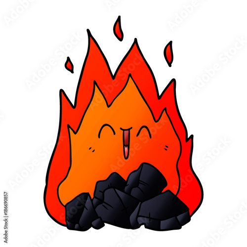 cartoon blazing coal fire