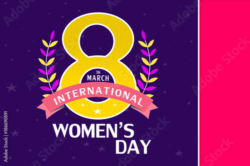 8 March greeting card template, International Women's day background or brochure.