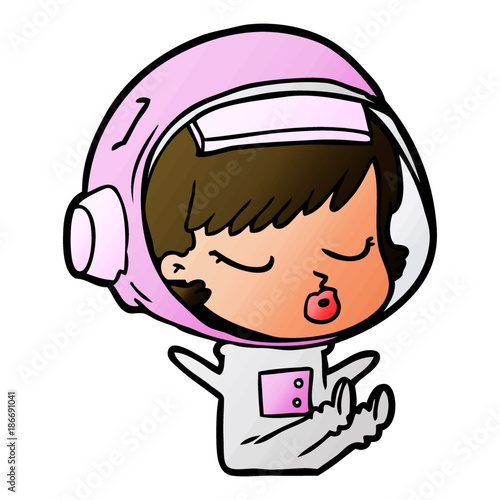 cartoon pretty astronaut girl