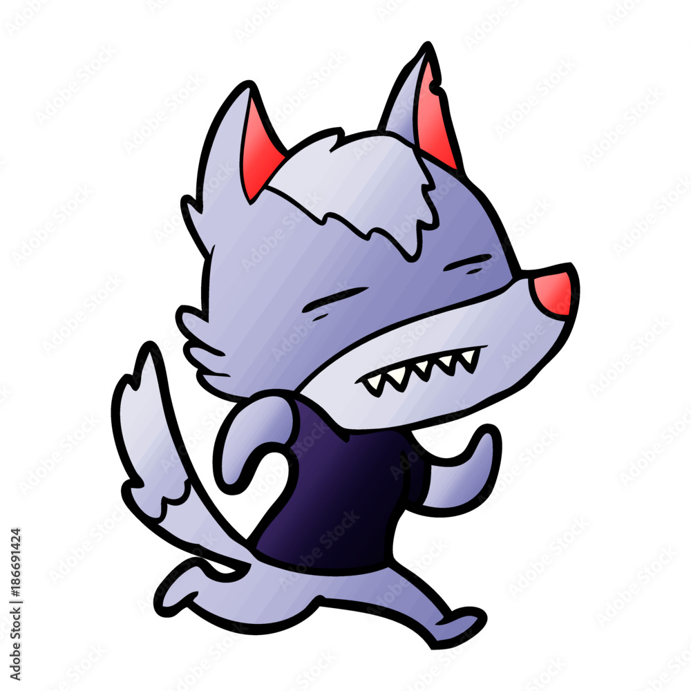 cartoon wolf showing teeth