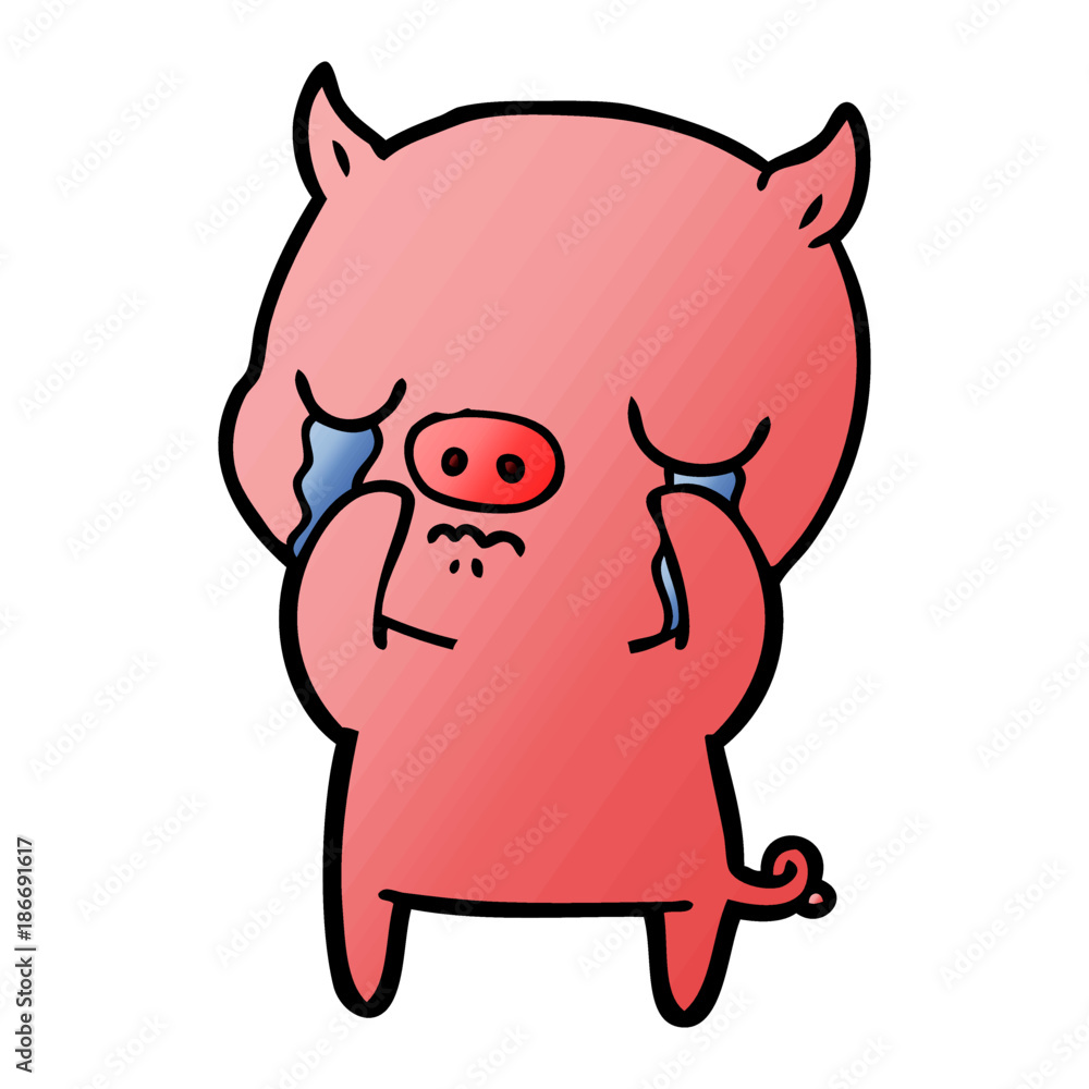 Obraz premium cartoon pig crying