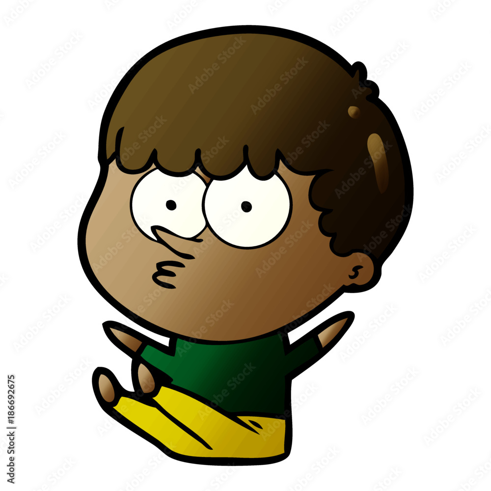 Obraz premium cartoon boy sat waiting