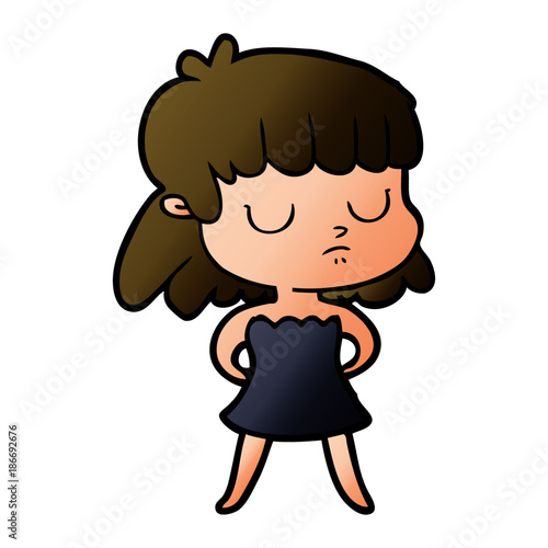 cartoon indifferent woman