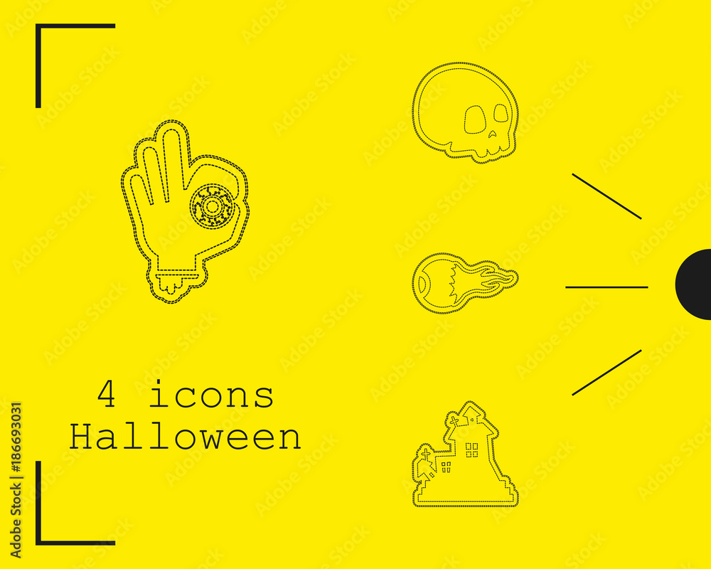 Fototapeta premium Collection of 4 halloween icons. Vector illustration in thin line style