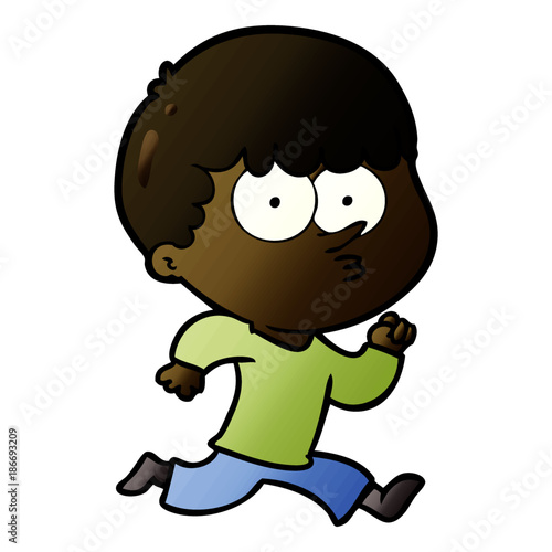 cartoon curious boy running
