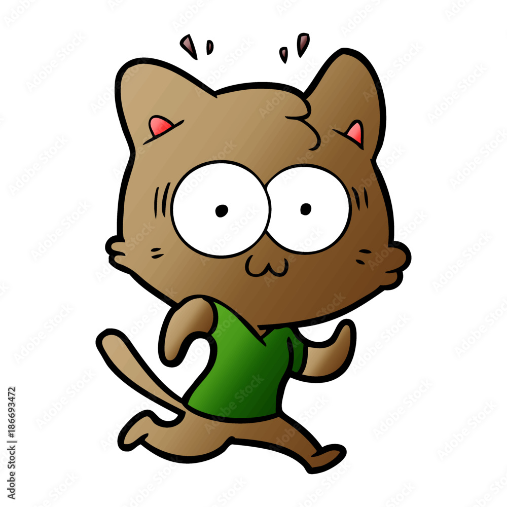 cartoon surprised cat running cartoon surprised cat running