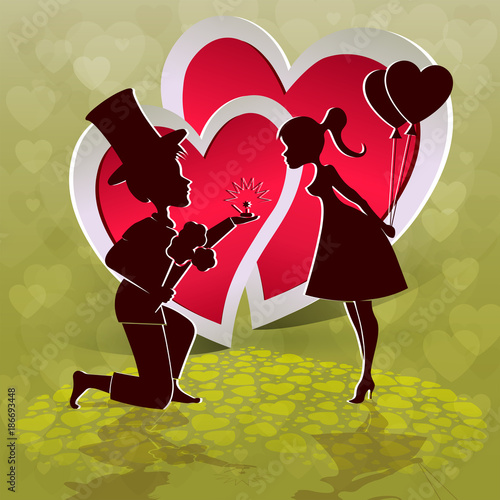 green design with hearts and a loving couple