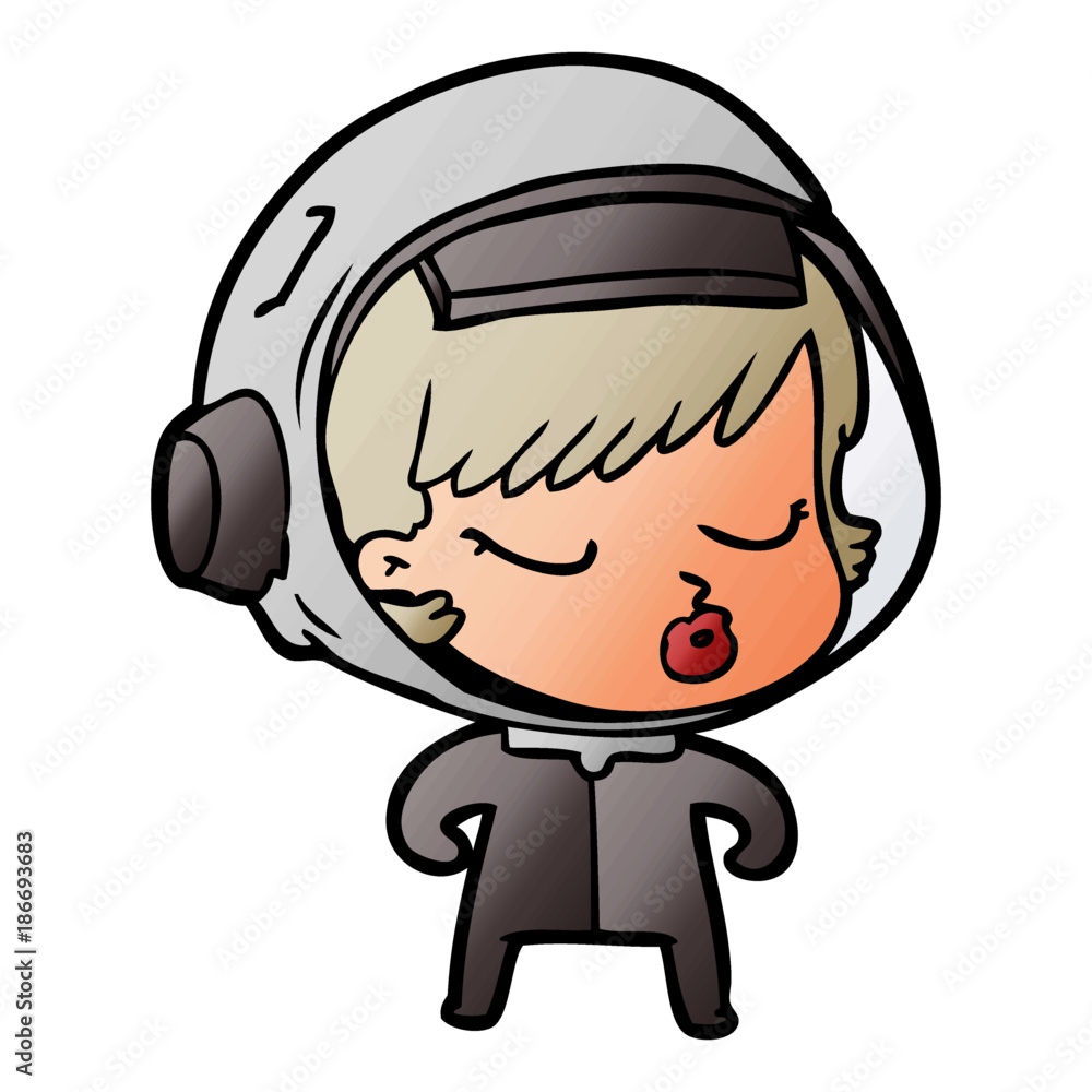 cartoon pretty astronaut girl cartoon pretty astronaut girl