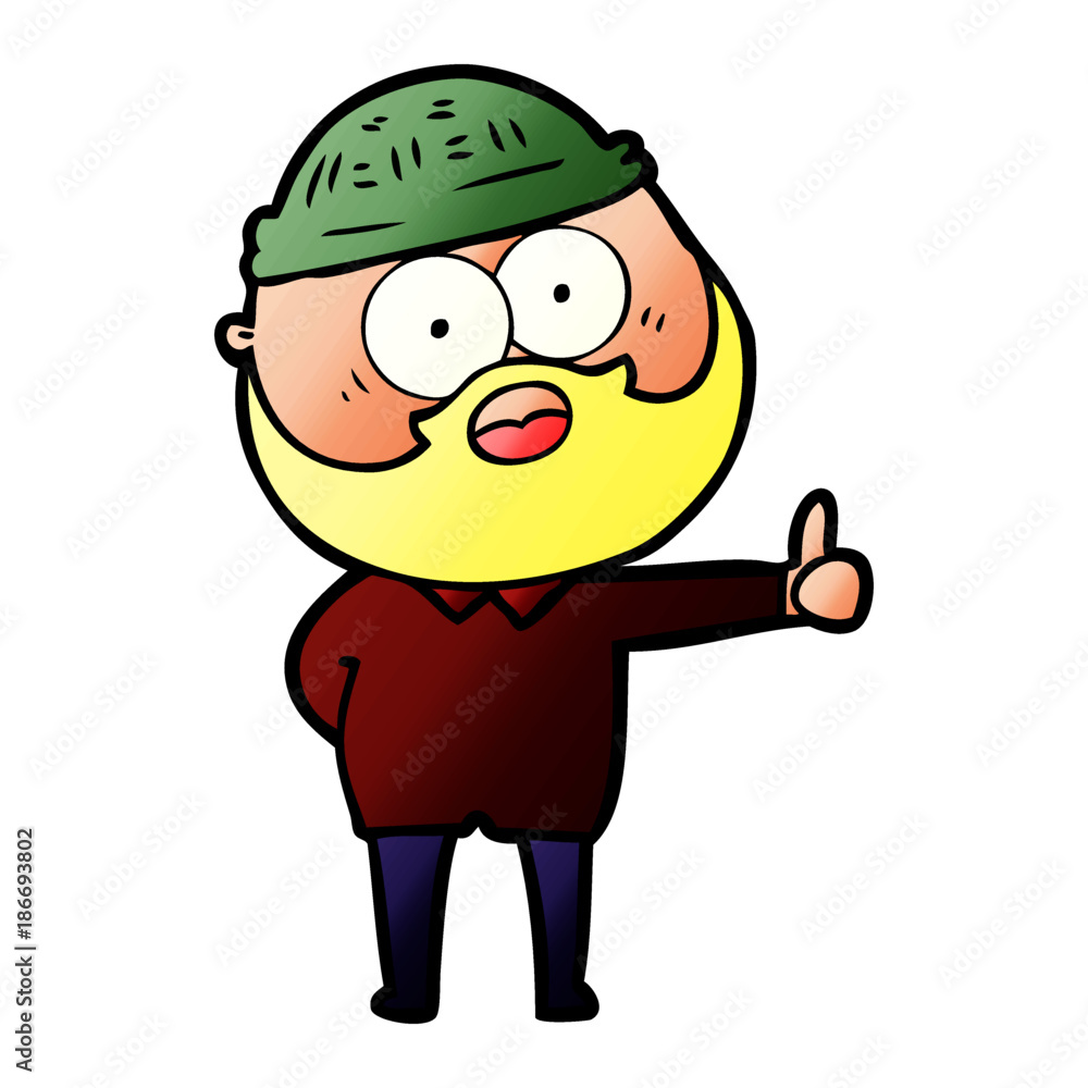 cartoon bearded man giving thumbs up sign cartoon bearded man giving thumbs up sign