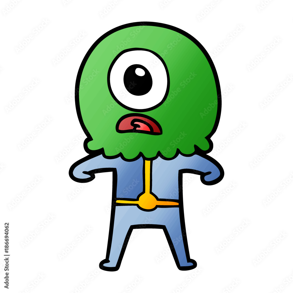 Obraz premium cartoon cyclops alien spaceman