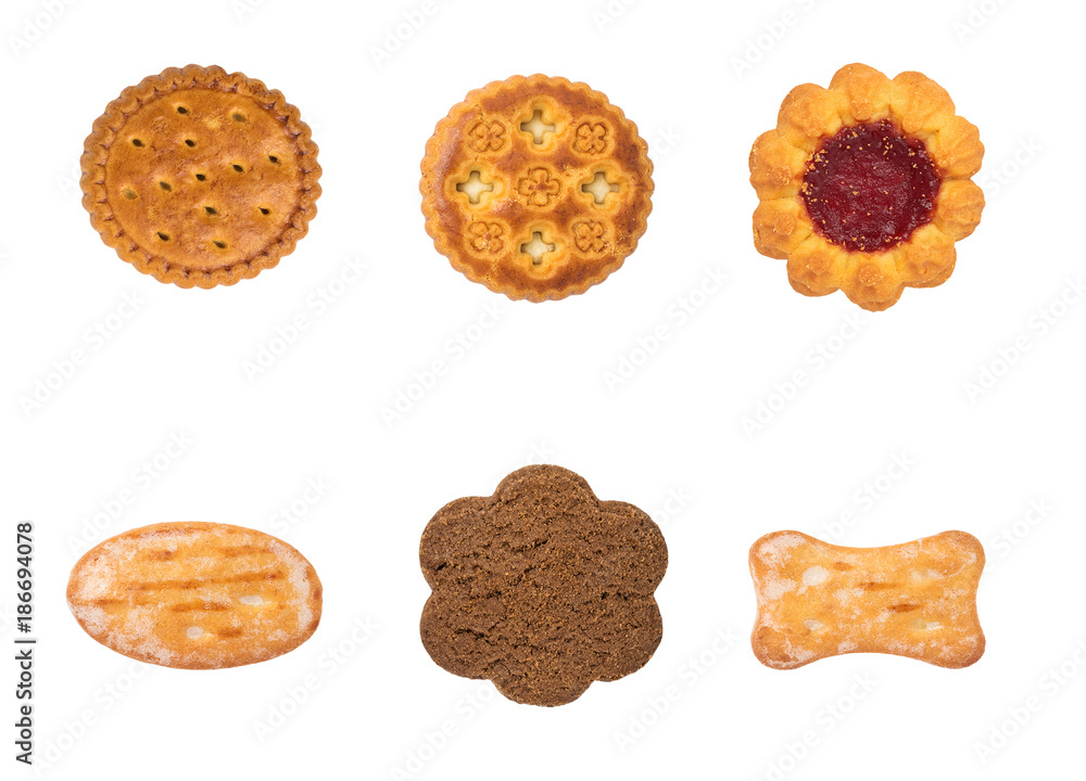 Assortment of  biscuits cookie isolated on a white background