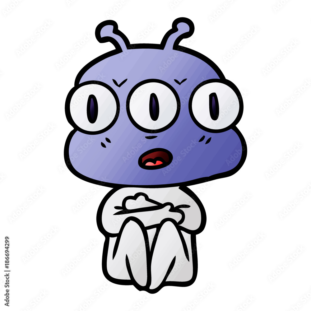 Fototapeta premium cartoon three eyed alien