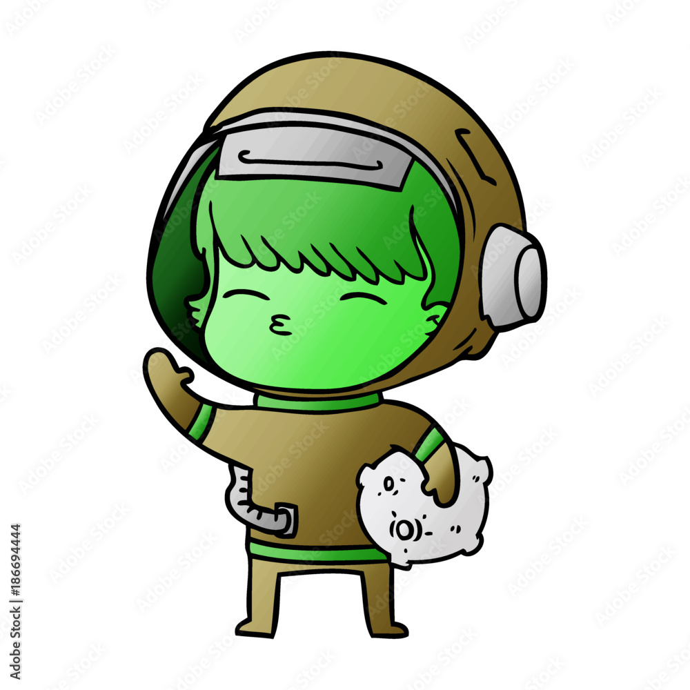 cartoon curious astronaut carrying space rock cartoon curious astronaut carrying space rock