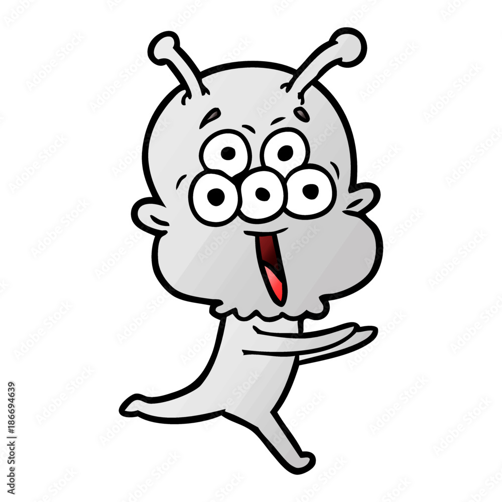 happy cartoon alien running happy cartoon alien running