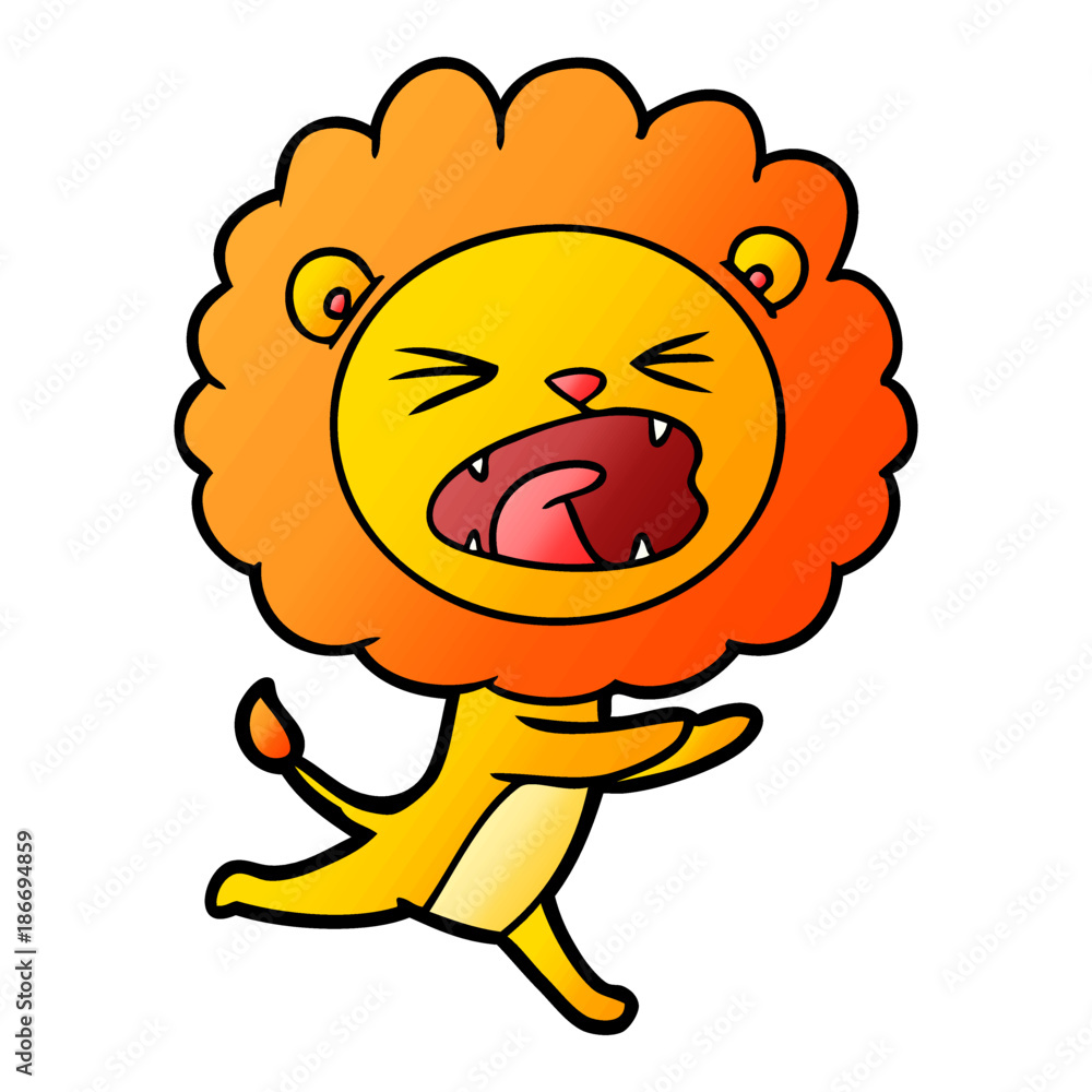 Obraz premium cartoon running lion