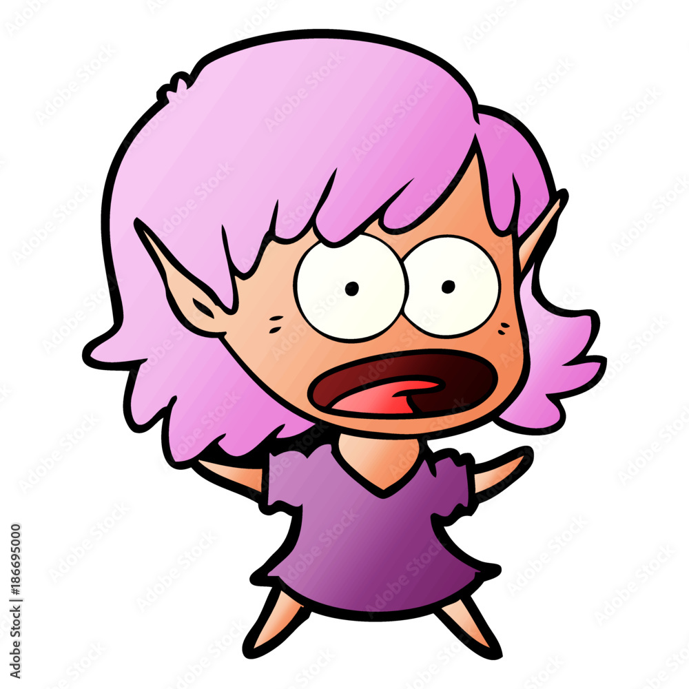 cartoon shocked elf girl cartoon shocked elf girl