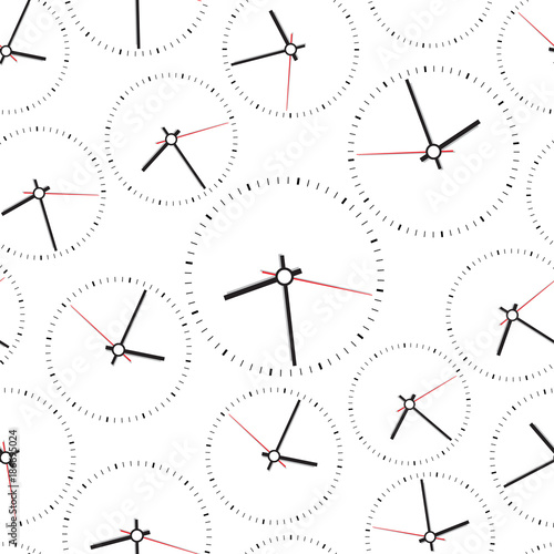 Clock seamless pattern background. Business flat vector illustration. Office clock symbol pattern.