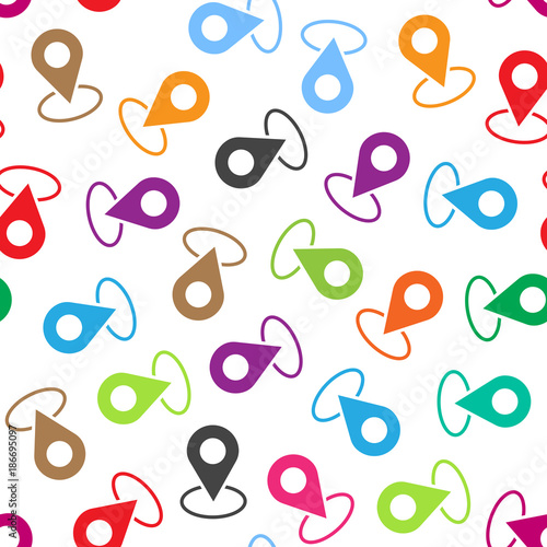 Pin location seamless pattern background. Business flat vector illustration. Navigation map, gps concept symbol pattern.