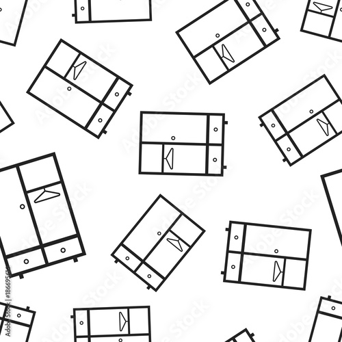 Cupboard furniture seamless pattern background. Business flat vector illustration. Furniture symbol pattern.