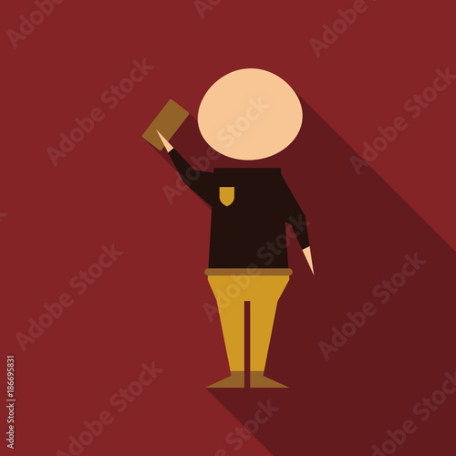 Card Referee Warning in flat style with shadow