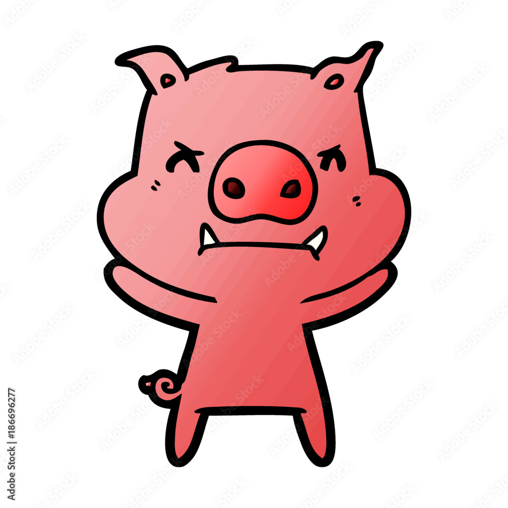 angry cartoon pig