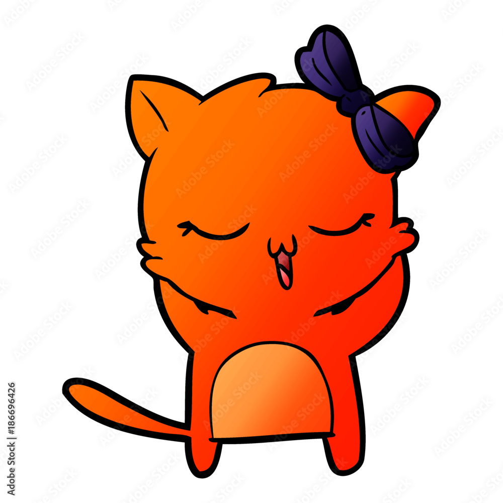 cartoon cat with bow on head cartoon cat with bow on head
