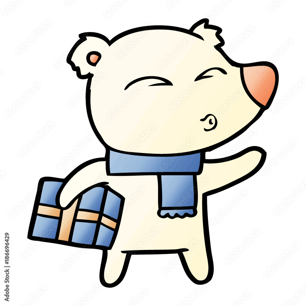 Fototapeta premium cartoon christmas polar bear