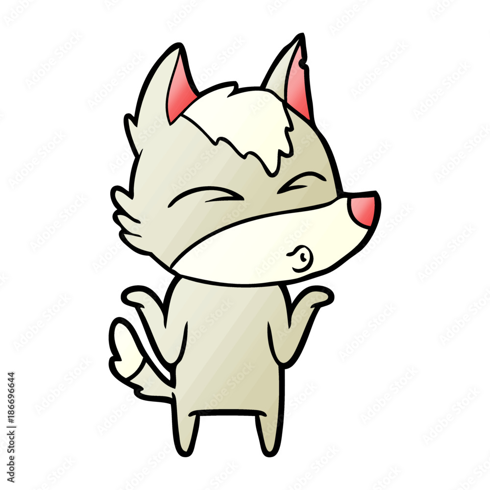 cartoon wolf shrugging shoulders cartoon wolf shrugging shoulders