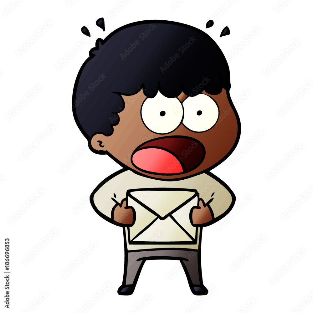 cartoon shocked man holding envelope cartoon shocked man holding envelope