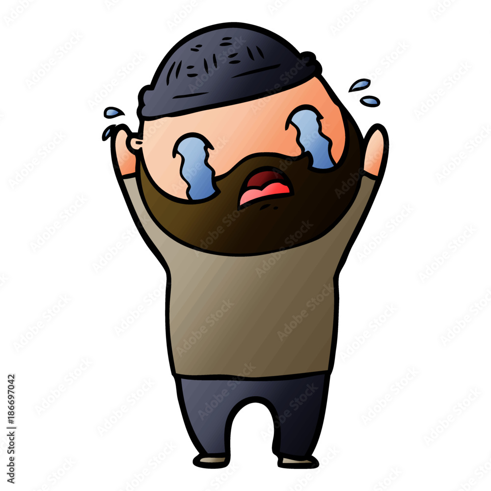 cartoon bearded man crying