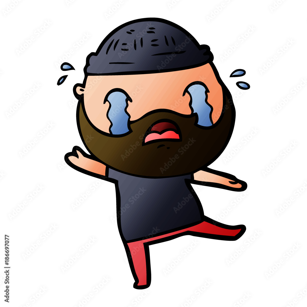 cartoon bearded man crying