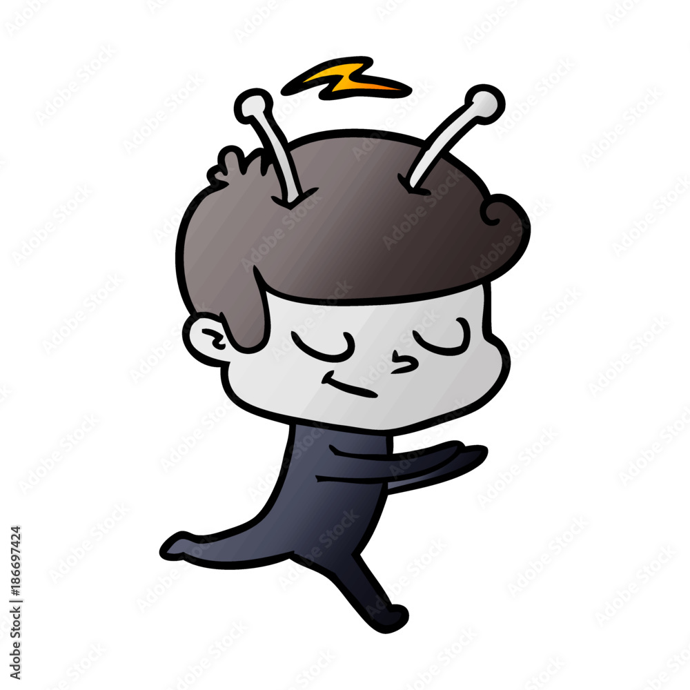 friendly cartoon spaceman running friendly cartoon spaceman running