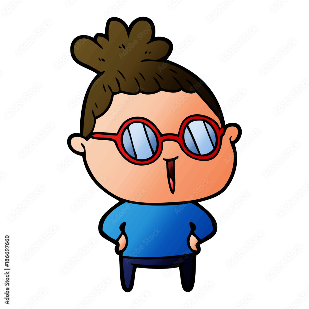 cartoon woman wearing spectacles